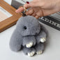 Fluffy Bunny Keychain - Plush Play Dead Rabbit Doll with Bow, Cute Animal Keychain Toy for Kids Girls, Soft Furry Gift