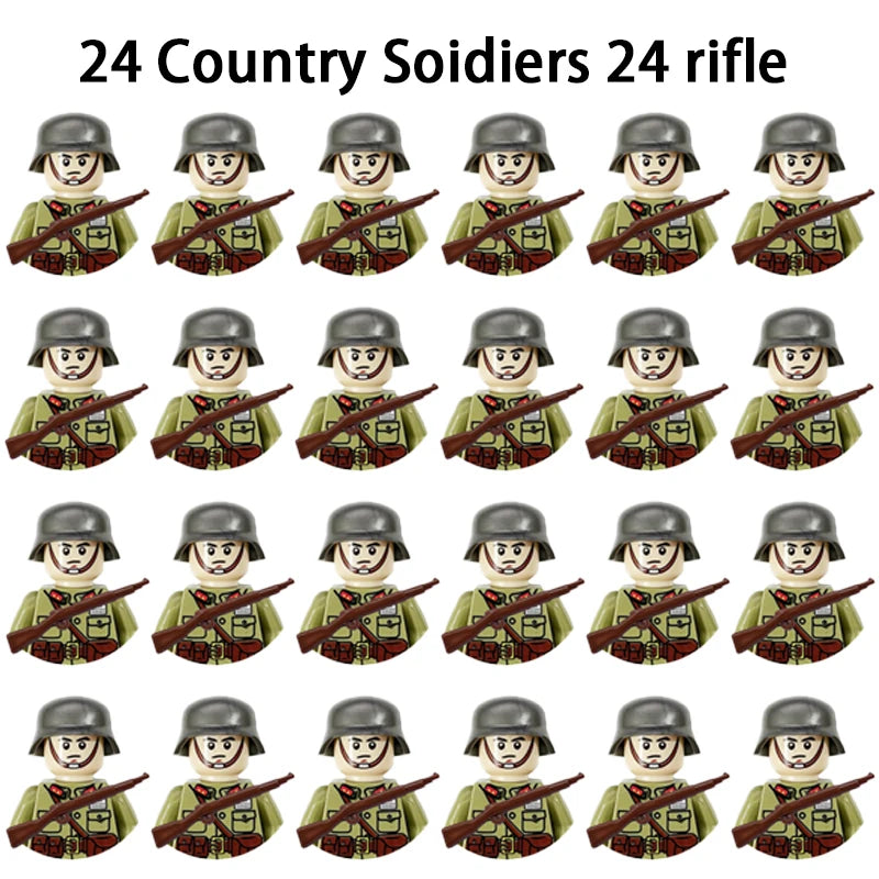 WWII Infantry Military Soldier War National Army Mini Gun armament Models Building Blocks Building Blocks Toys for Kids