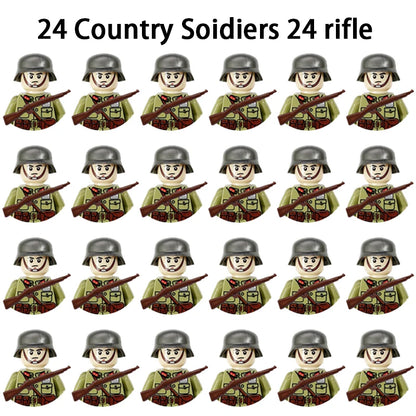 WWII Infantry Military Soldier War National Army Mini Gun armament Models Building Blocks Building Blocks Toys for Kids
