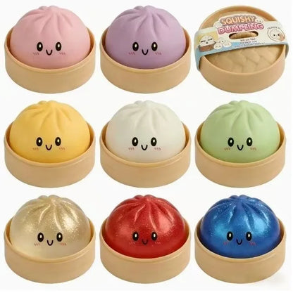 1-12Pcs Glitter Dumpling Glitter Dumpling Squishy with Box Dumplings Sensory Squeeze Toy for Stress Relief Birthday Gift