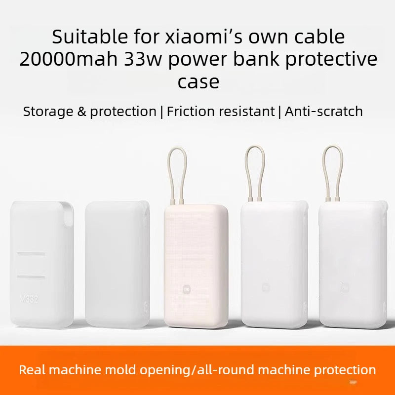 Silicone Protective Case for Xiaomi Power Bank 20000 33W Dustproof Dirt-proof Cover for Power Bank PB2033M with Cable Organizer
