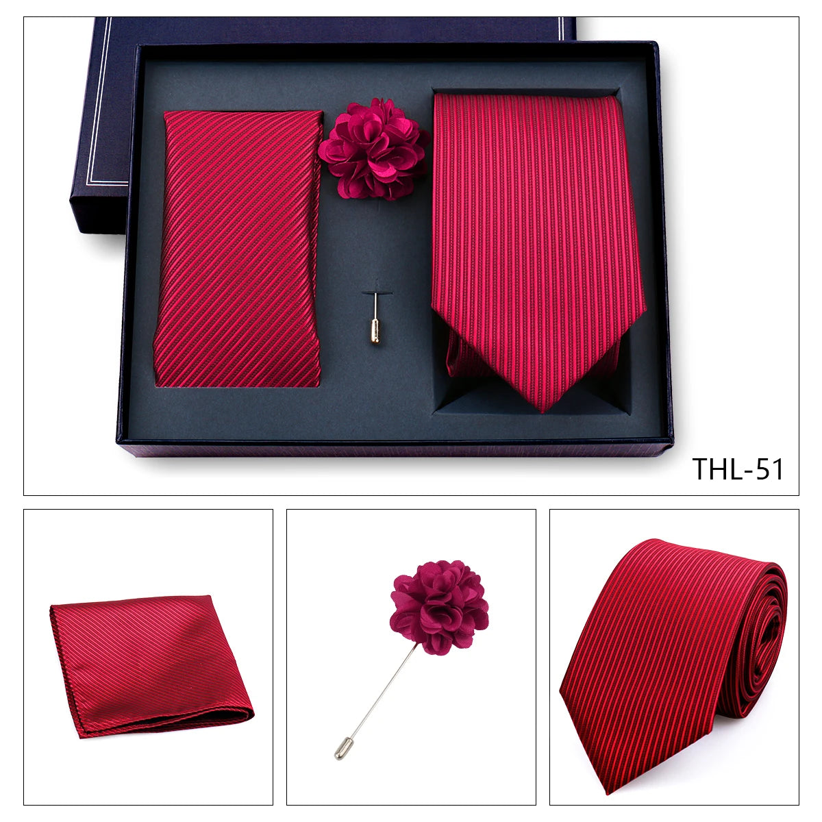 Elegant Ties For Men Classic Paisly Neck Tie Pocket Square Brooch Set With Gift Box Mens Business Wedding Suit Accessories