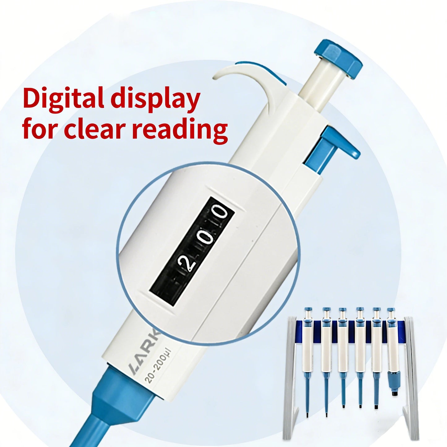 Laboratory Pipette Adjustable Single Channel Digital Micropipette With Pipettor Tips