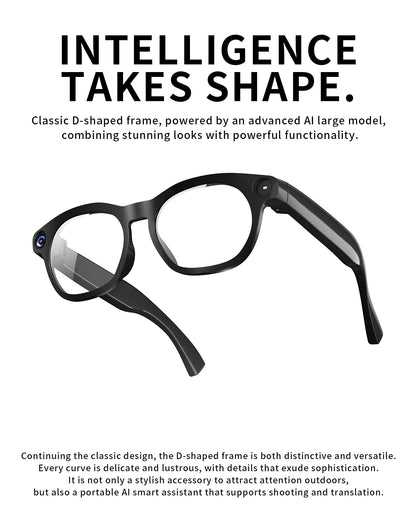 CY03 AI Smart Glasses with Camera 1600x1200 Video Recording Open-Ear Bluetooth 5.3 Headphones Real-time Translation Touch Contro