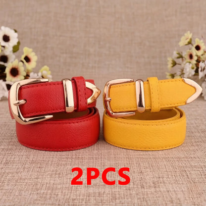 Fashion Women Genuine Leather Belts High Quality Gold Buckle Best Matching Dress Jeans Belts for Lady LB2146