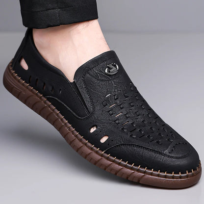 Men's Comfortable Slip-on Loafers, Non-slip Soft Sole Business Casual Shoes, Breathable for Outdoor Use and Driving-XH501