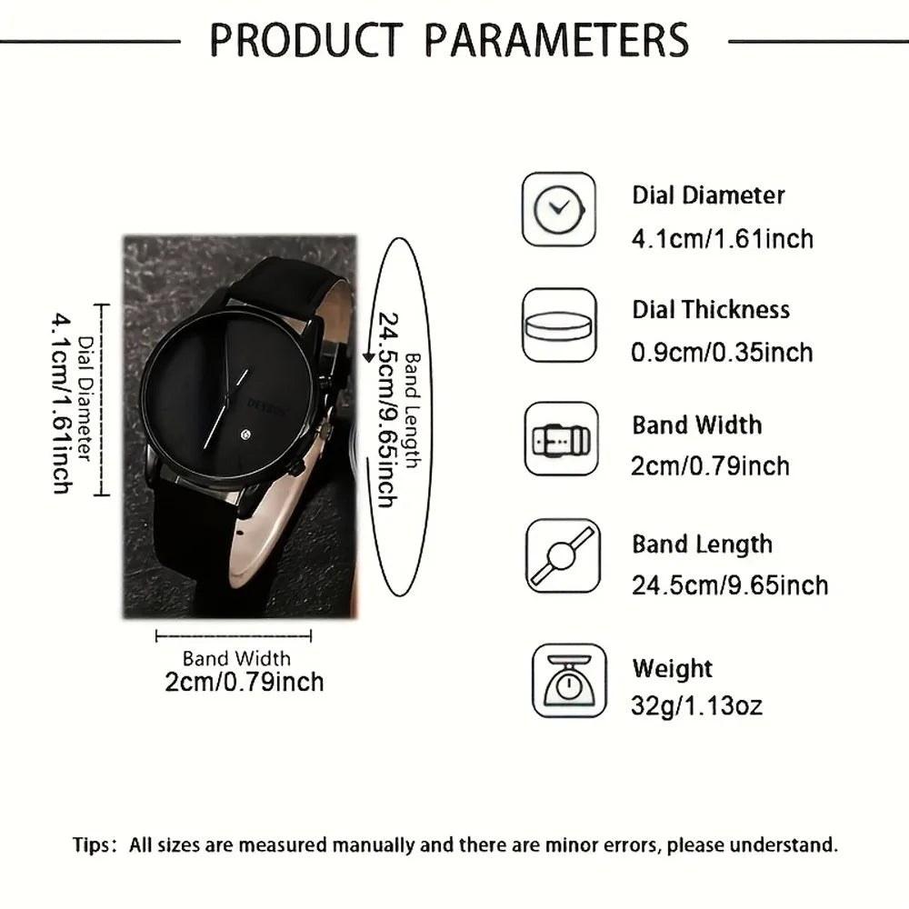 4pcs New Men's Business Fashion Round Quartz Watch Set Gifts for men
