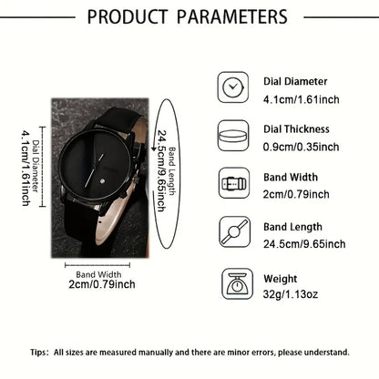 4pcs New Men's Business Fashion Round Quartz Watch Set Gifts for men