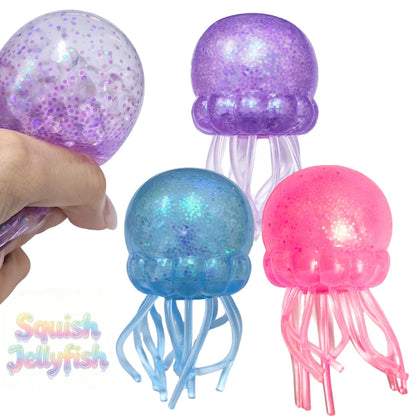Push Bubble Squish Jellyfish Fidget Toy Super Solid Squish Stress Relief Squeeze Ball for Kids Adults Anxiety Sensory Toy Gift