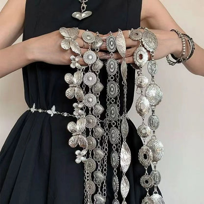 Retro Versatile Ethnic Style Metal Bohemian Waist Chain Belt For Women Fashion Sweater Chain Waist Seal Body Decor Accessories