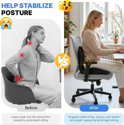 Ergonomic Coccyx Seat Pad Memory Foam Cushion Sciatica Pain Relief Posture Correction Mat for Home Office Car Wheelchair