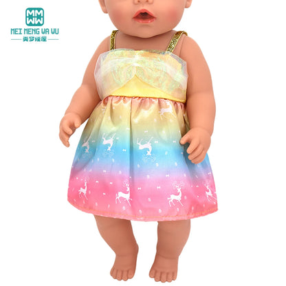 Fits 17-18inch American Doll and New Born Doll Clothes Fashion Dresses, Hooded Jumpsuit, Cardigan Strap Skirts Toys Gifts