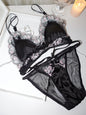 MOYISU Girls French Bra Thin Triangle Cup Purple Embroidery Light Luxury Silk Sexy Pure Desire Lace Underwear Set