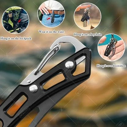 Stainless Steel Mini Pocket Knife Fruit Paring Knife with Non-slip Handle Multifunctional Folding Knife for Household Cooking