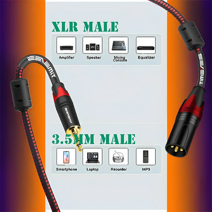 3.5mm To XLR Cable XLR To 3.5mm TRS Stereo Aux Cord Adapter Unbalaned Microphone Cable for Speaker Amplifier Camera Laptop IPad