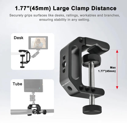 Lanxire C Clamp Camera Mount Clamp with 1/4" Screw Mini Ball Head for Camera, Gopro, Insta360, Flash Light, Monitor, Microphone
