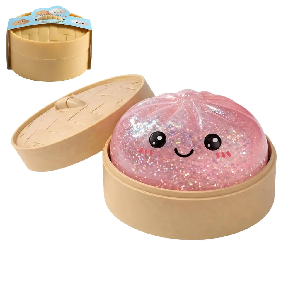 //Hot Glitter Dumpling Squishy with Box Dumplings Sensory Squeeze Toy for Stress Relief Fans Gift