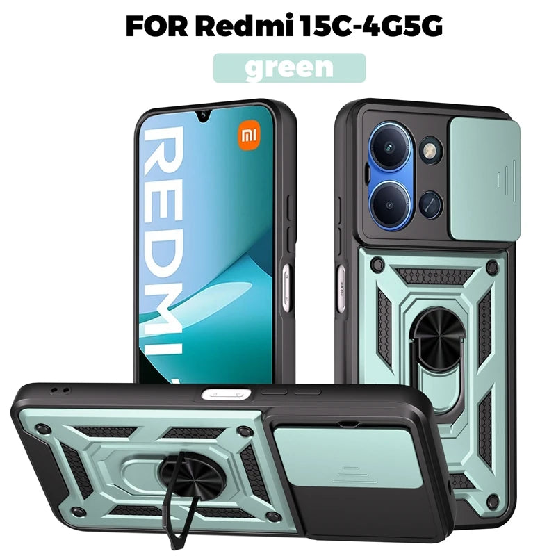 For Xiaomi Redmi 15C 4G 171mm Case Magnetic Holder Ring Armor Shockproof Cases For Redmy 15C 15 C Redmi15C Lens Protector Cover
