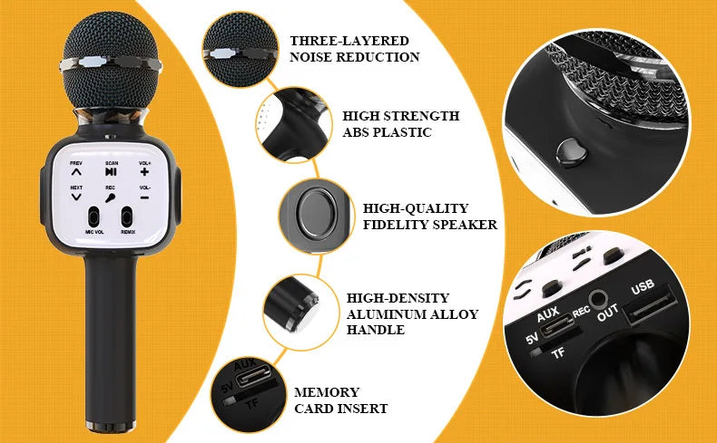 Microphone for Kids Child Microphones Wireless Bluetooth Karaoke Microphone Boys Girls Gift Birthday Thanksgiving Christmas