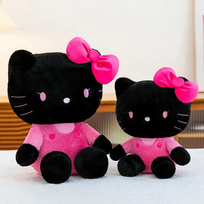 30/40/50cm Black Pink Hello Kitty Plush Toy Fluffy Sofa Cushion Desktop Room Decor Companion Doll Sleep Soothing Doll Girl Gift