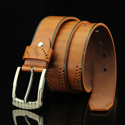 Durable Cowboy Leather Belt Casual Vintage Pin Buckle Waistband Pants Bands Men's Belt