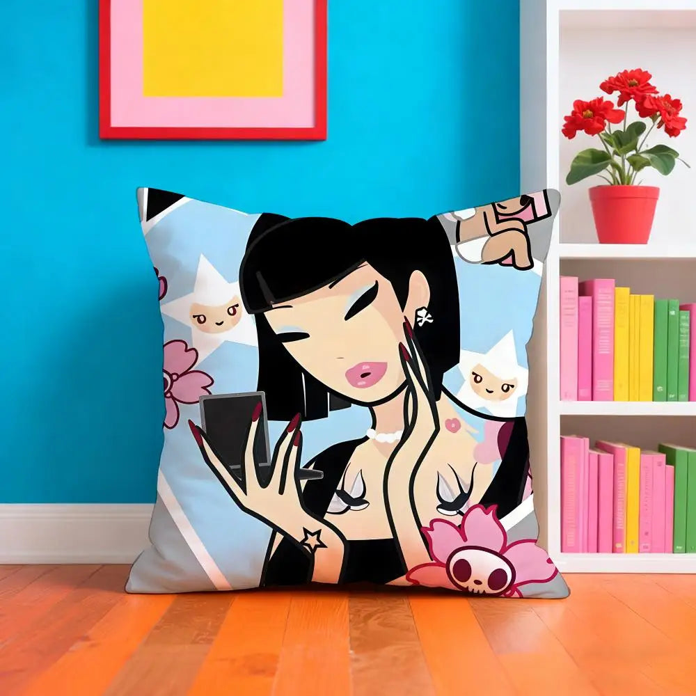 T-tokidoki Anime Pillow Case Pillow Case Plush Fabric Soft Double Sided Print Home Sofa High Quality Cushion