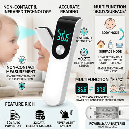 Forehead Fever Temperature Digital LCD Infrared Thermometer Medical Non-contact or 3.0MHz Doppler Fetal Heart Rate Monitor
