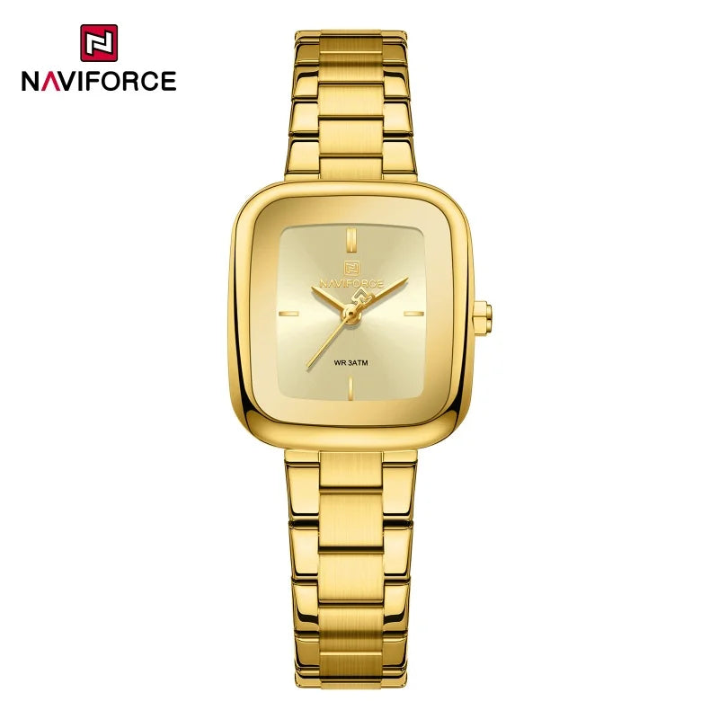 NAVIFORCE Women Quartz Watch Retro Fashion 3ATM Waterproof Stainless Steel High Quality Durable Elegant Daily Ladies Wristwatch