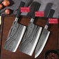 Laser Damascus Pattern Utility Kitchen Knives Set, Stainless Steel Sharp Slicing Chef Knife, Scissors & Sharpening Rod Cooking T