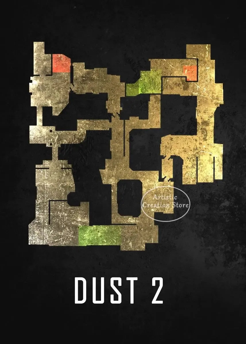 Cs Go Maps Poster First Person Shooter Game Dust 2 Nuke Map Black Print Canvas Painting Wall Pictures for Game Room Wall Decor