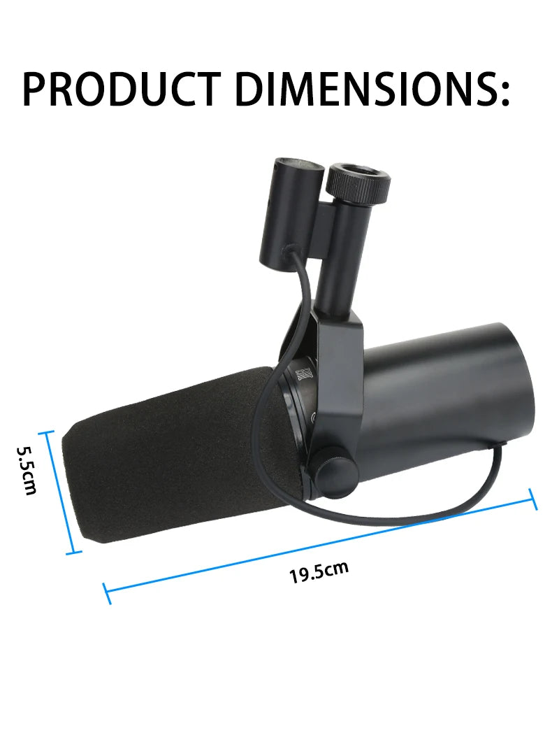 Professional SM7B Dynamic Podcasting Microphone - Studio Broadcast Quality Cardioid Condenser Mic with Shock Mount, SM7dB