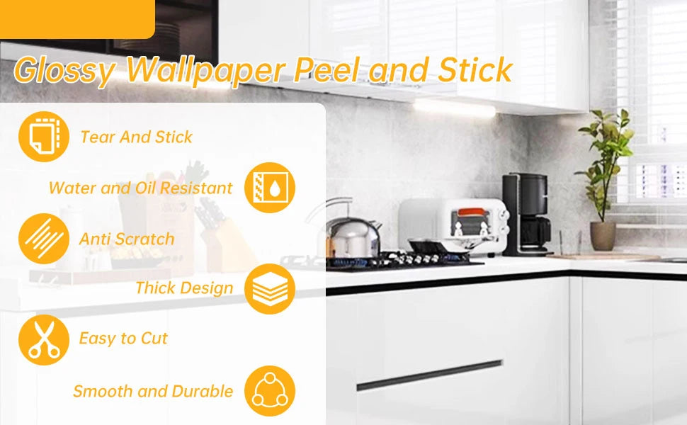 Kitchen Pearlescent Film Waterproof Wallpaper PVC Self-Adhesive Wall Stickers DIY Home Decor for Room Wardrobe Cabinet Furniture