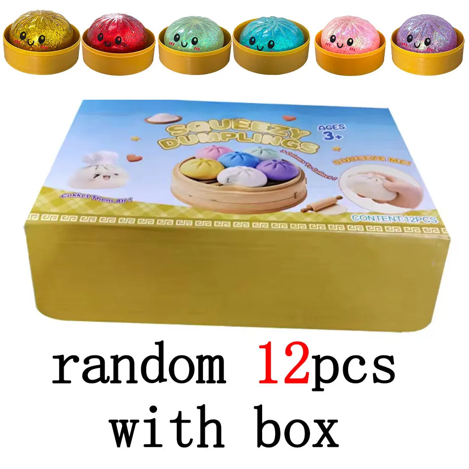 Glitter dumpling squishies Glitter Dumpling Squishy with Box Dumplings Sensory Dumpling Pressure Toy for Stress Relief