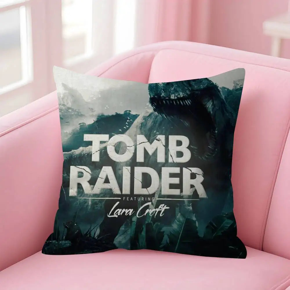 Lara Croft Tomb Raider game Double-sided Printed pillow cover Short plush Suitable living room bedrooms sofa throw cushion cover