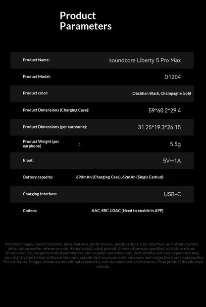 New Anker Liberty 5 Pro Max Noise-Canceling Earphones ANC Active Noise AI Personal Assistant Bluetooth Earphones Gifts