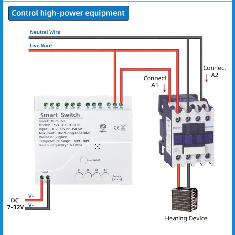 Tuya Zigbee 4 Gang Smart Switch with Temperature or Humidity Sensor Passive Dry Contact 32V 250V Switch Relay Alexa Compatible