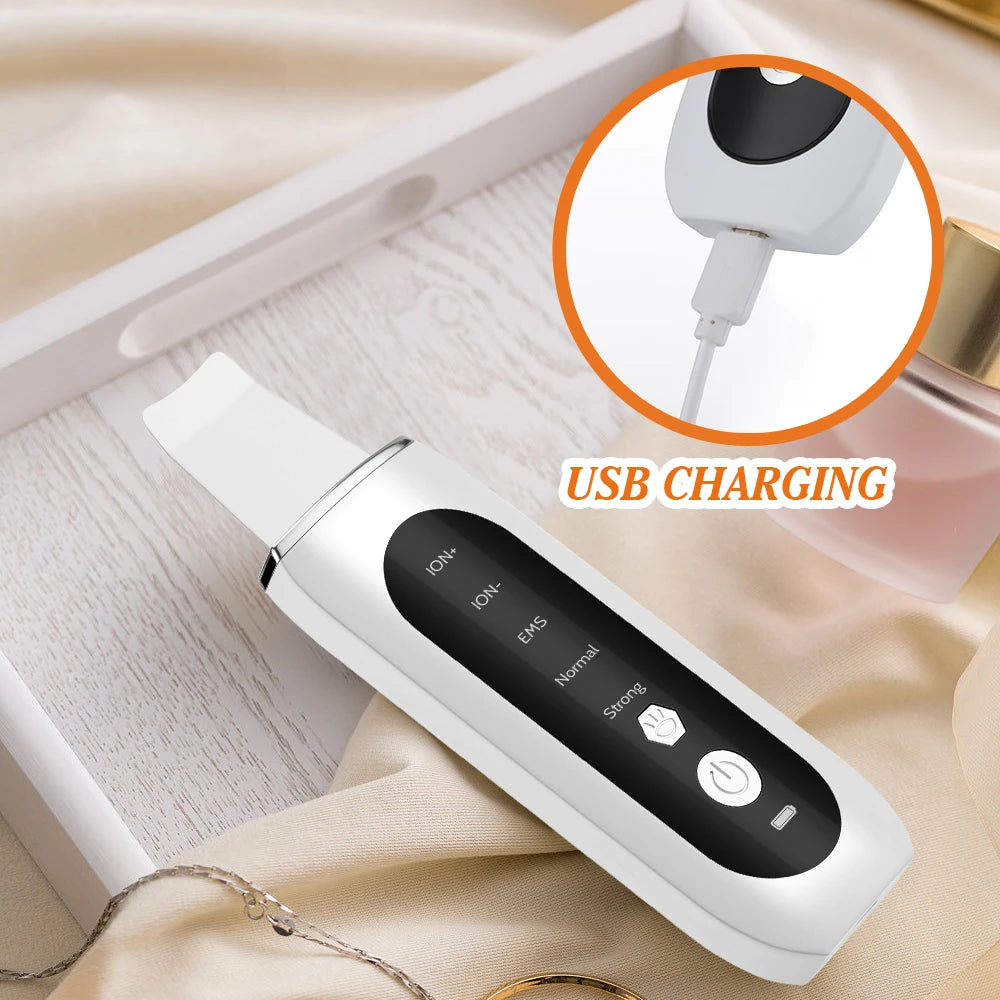 Ultrasonic Skin Scrubber Peeling Blackhead Remover Deep Face Cleaning Ultrasonic Ion Ance Pore Cleaner Facial Shovel Cleanser
