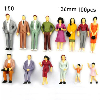 100Pcs/Bag 1:100/1:150/1:75/1:50 Scale Plastic People Figures Model Building Passengers DIY Character Mixed Color Pose Kids Toys