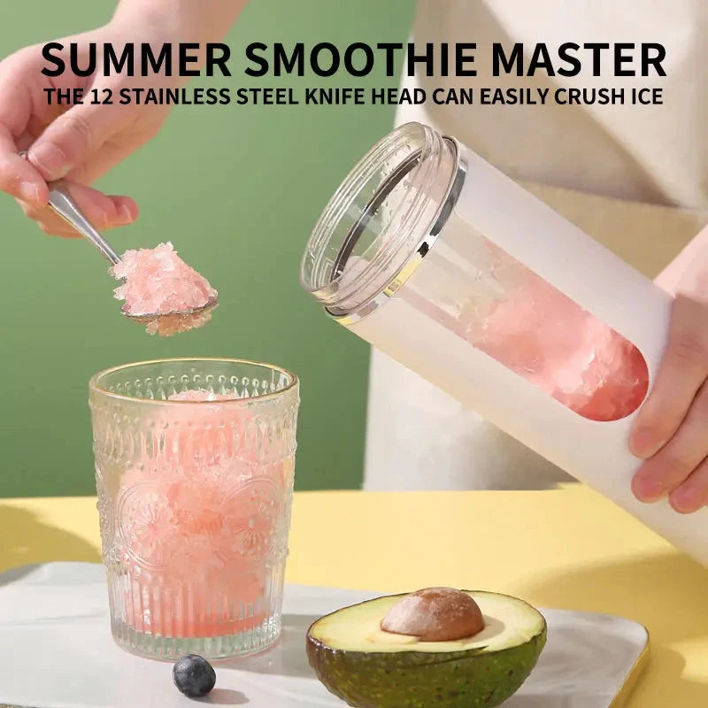 New Upgrade 530ml Wireless Portable Juicer Cup 7.4V 12 Stainless Steel Blades 4 Speed Gears USB Rechargeable Ice Crusher Mini El