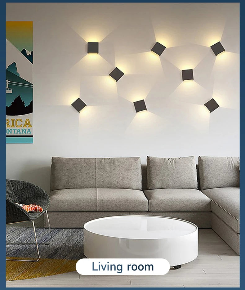 LED Wall Lamp AC110-265 IP65 Outdoor Waterproof Aluminum Wall Light Up Down luminous lighting Indoor  Stair Garden Sconce Light