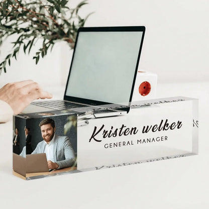 1pc Personalized 2D Acrylic Desk Plaque UV Printed Transparent Decor Office/Home Tabletop Sign Custom Birthday Gift