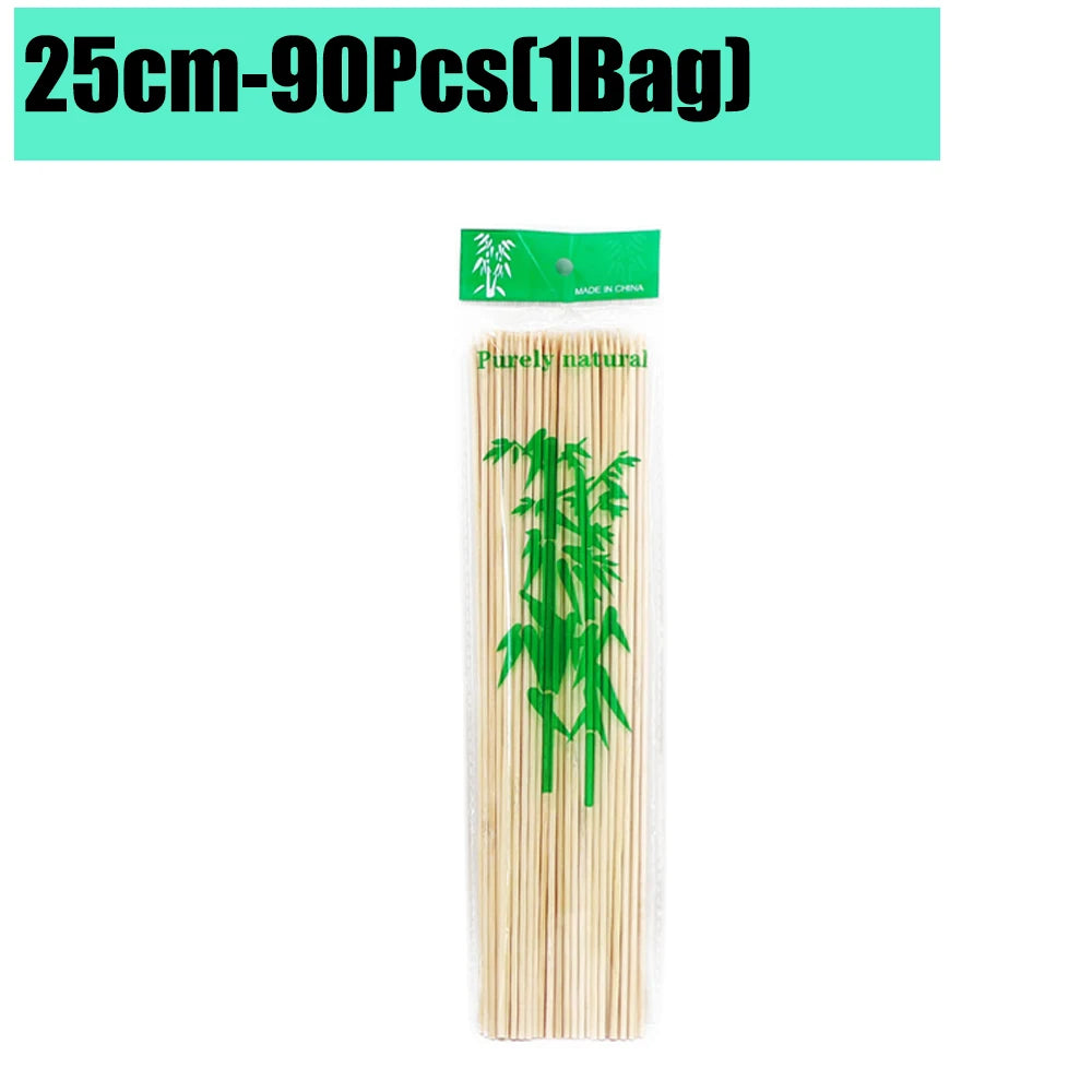 90-1350Pcs Bamboo Wooden BBQ Skewers Sticks Disposable 15/20/25/30cm for Grilling, Fruit, Kabob,BBQ, Barbecue, Camping, Outdoor