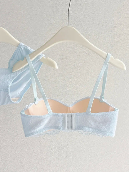 YEMOMO Lace Sexy Bra Set Padded Push Up Small Bust Lift Shaping Half Cup Concealed Bottom Intimate Underwear Set for Women  S-XL