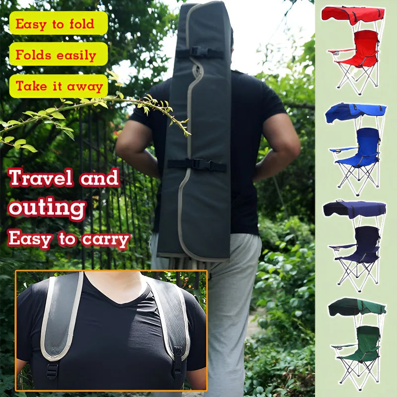 Stylish and Practical Beach Chair with Umbrella and Cooler Bag, Suitable for Picnics and Outdoor Activities