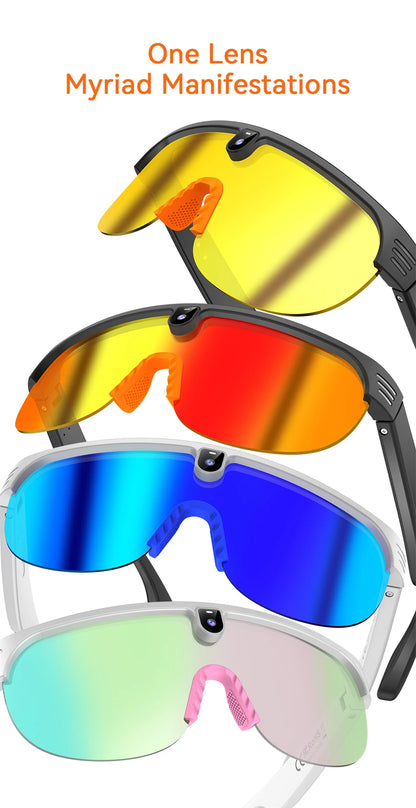4K Polarized AI Smart Cycling Glasses Men 800W Camera Video Recording Translation Sunglasses Bluetooth Call Music Sports Glasses
