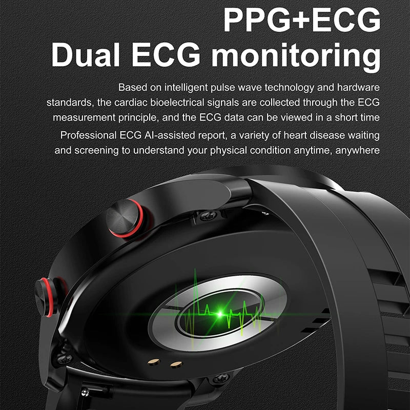 2026 NEW 1.5 inch Smart Watch Men Bluetooth Call Heart Rate ECG Health Fitness Sports Watch Waterproof Business Man Smartwatch