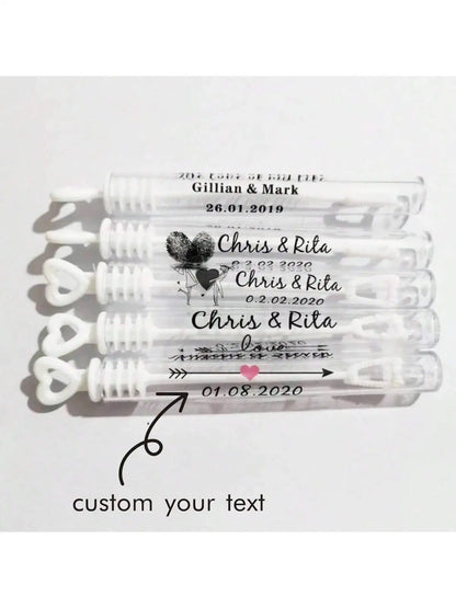 100 Wedding Bubble Tags Bubble Stick Transparent Tags, Wedding Stickers, Transparent Tags, Custom Names and Dates