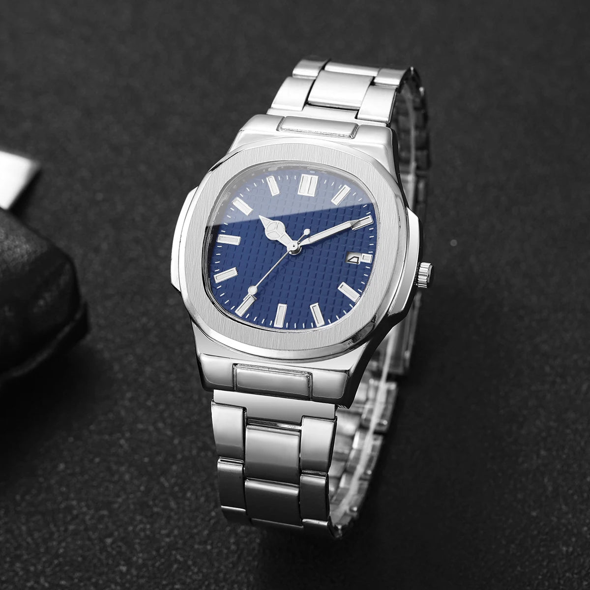 2/4PCS Fashion Men Business Watches Set Simple Square Mens Quartz Watch with Calendar Reloj Hombre（Without Box）