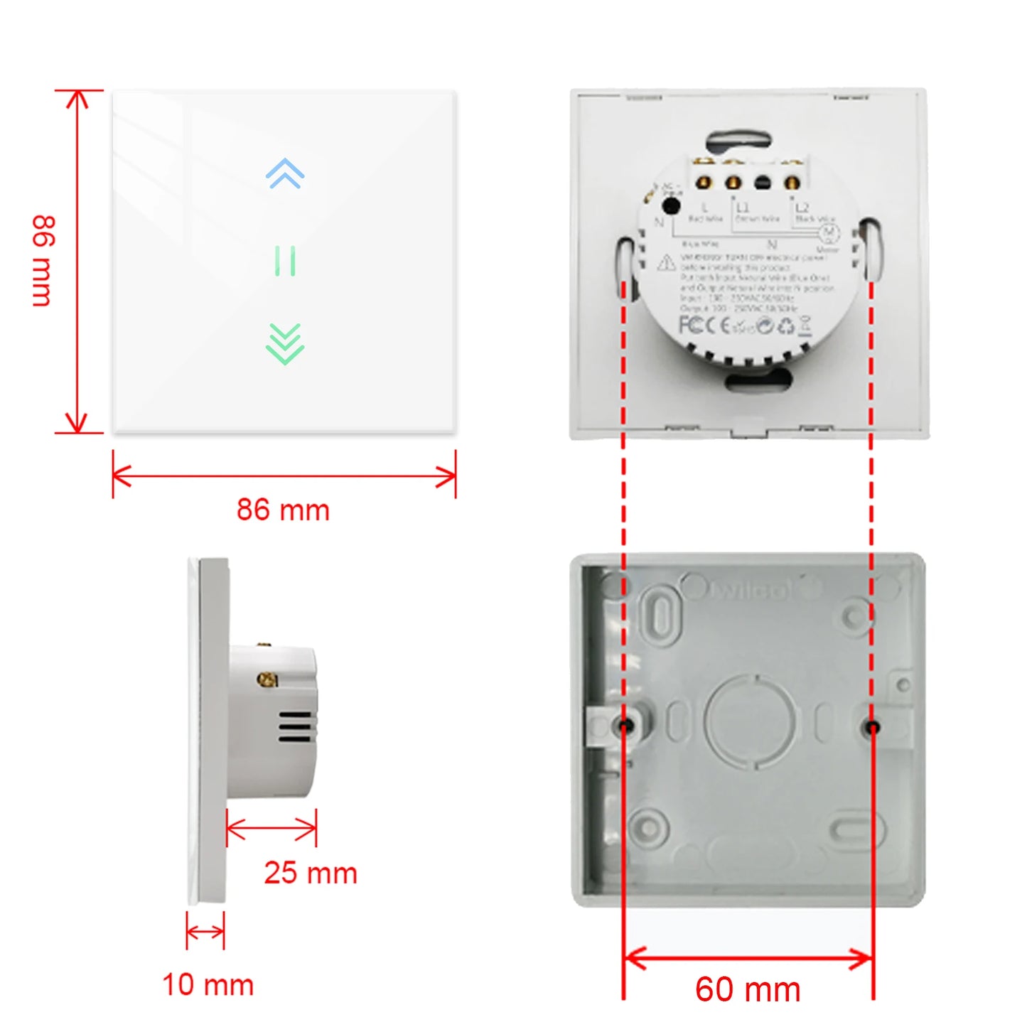 LoraTap Curtain Roller Shutter WiFi Blinds Switch Backlight Tubular Motor Tuya Smart Life App Google Home Alexa Echo