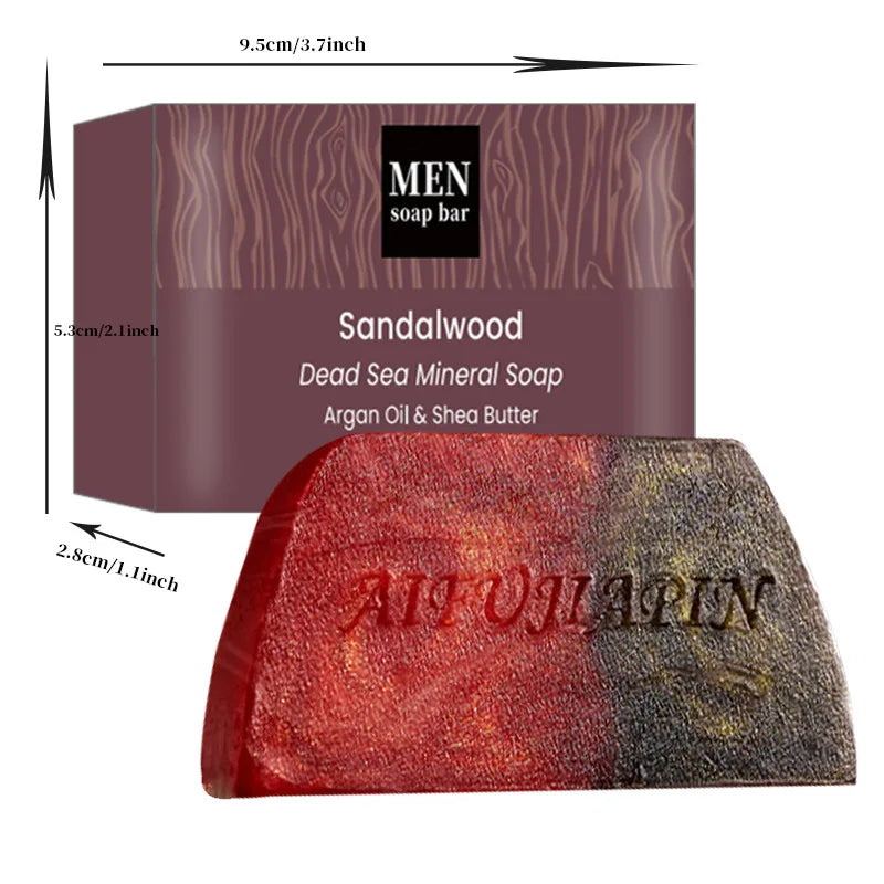 1/2/4/6pcs Handmade Whitening Sandalwood Men'S Soap, Deeply Cleanses The Body, Moisturizes The Face, And Is Gentle And Shiny